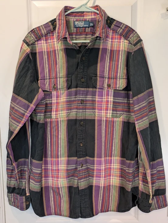 Polo Ralph Lauren Patchwork Plaid Shirt Women’s Large Casual - Picture 1 of 8